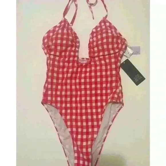 Wild Fable Keyhole Cross Front Halter One Piece Swimsuit NWT Size XXS - Picture 2 of 8